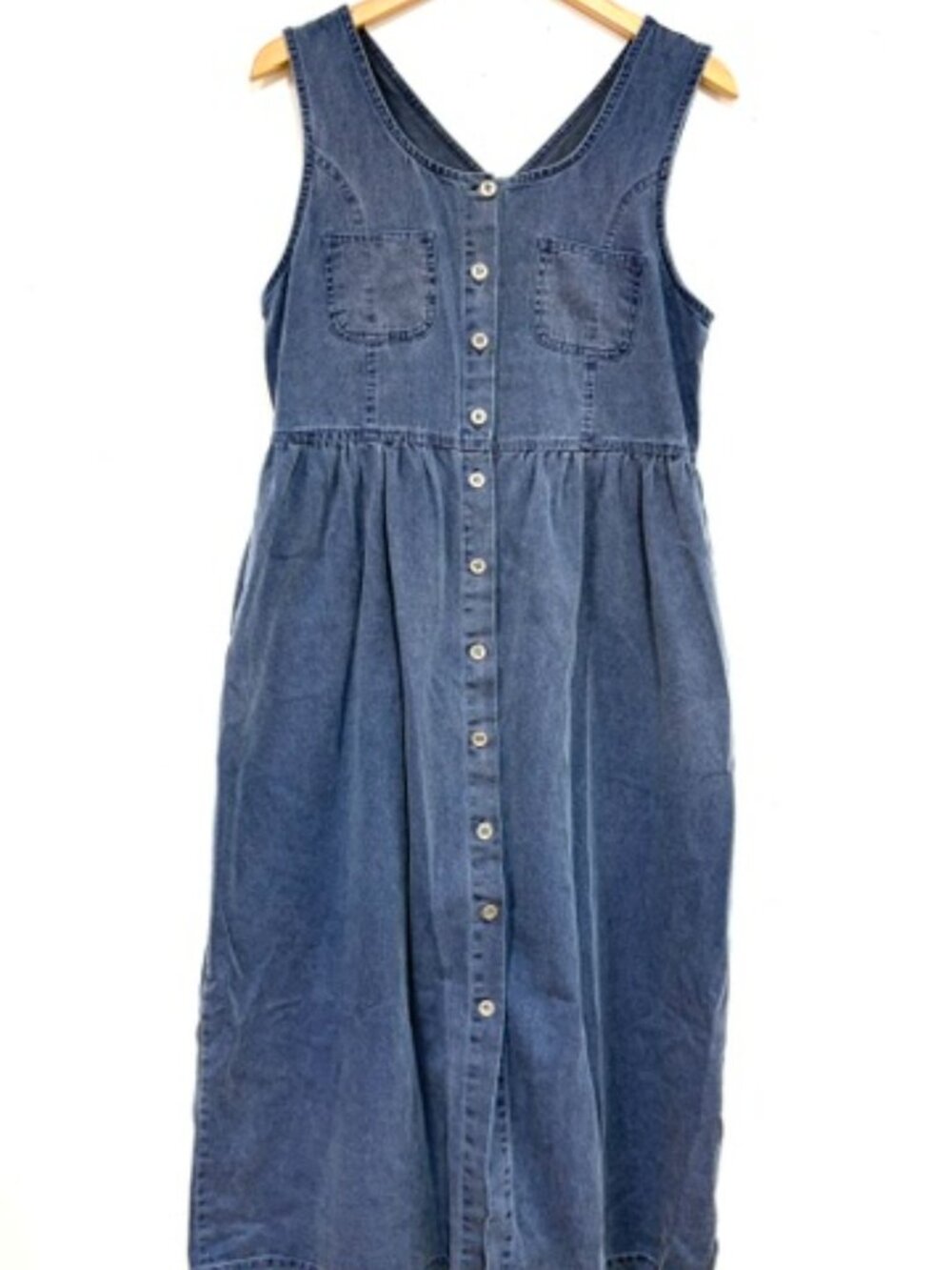 Vintage Y2K Capacity Sleeveless Denim Indie Maxi Dress (Medium)